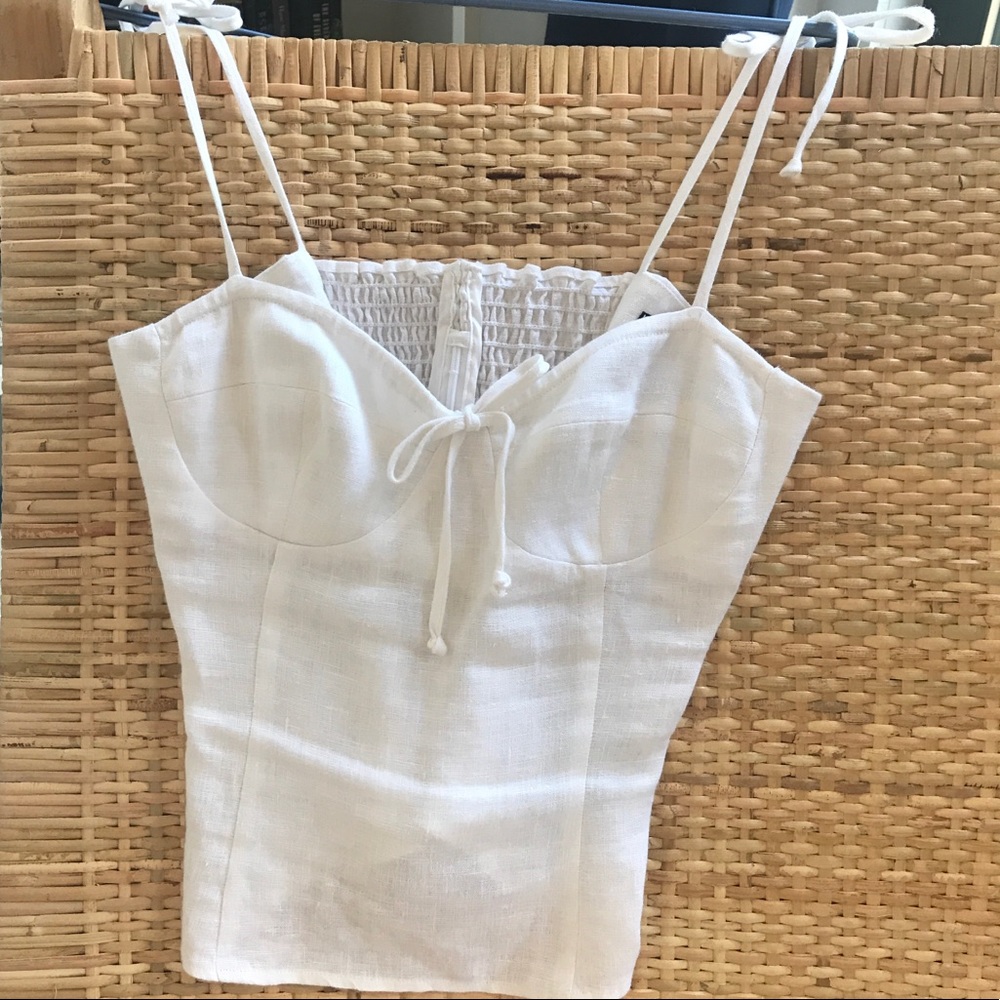 Reformation linen corset top
